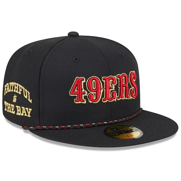 Men's New Era  Black San Francisco 49ers 2025 Rivalries Collection Sideline Rope 59FIFTY Fitted Hat