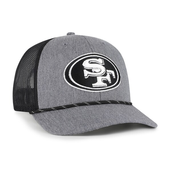 Men's '47 Heather Charcoal San Francisco 49ers Carbon Rope Trucker Adjustable Hat