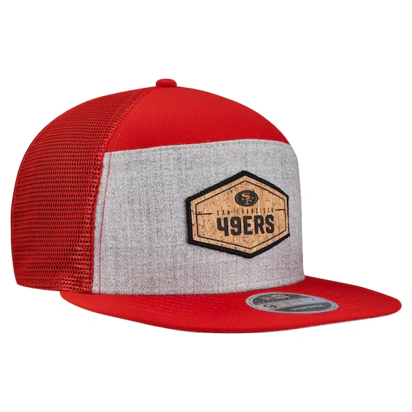 Men's New Era  Gray/Scarlet San Francisco 49ers Cork Split Panel 9FIFTY Trucker Snapback Hat