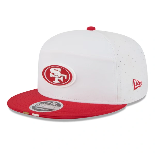 Men's New Era White/Scarlet San Francisco 49ers 2025 NFL Training Camp Split Panel 9FIFTY Snapback Hat