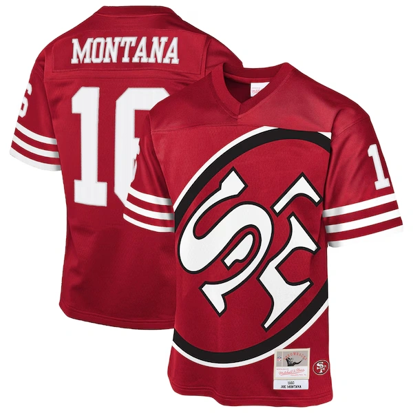 Youth Mitchell & Ness Joe Montana Scarlet San Francisco 49ers 1990 Throwback Fashion Jersey