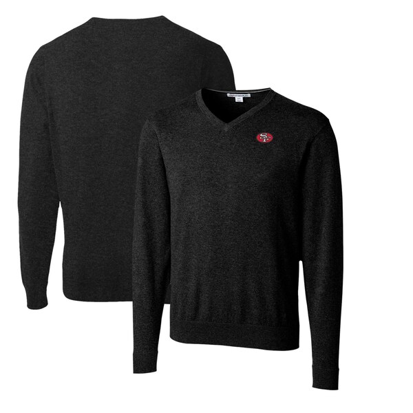 Men's Cutter & Buck Black San Francisco 49ers Throwback Logo Lakemont Tri-Blend V-Neck Pullover Sweater