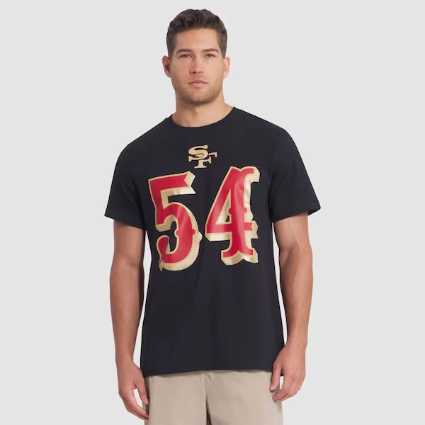 Men's Nike Fred Warner Black San Francisco 49ers 2025 Rivalries Collection Player Name & Number T-Shirt