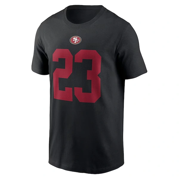 Men's Nike Christian McCaffrey Black San Francisco 49ers Player Name & Number T-Shirt