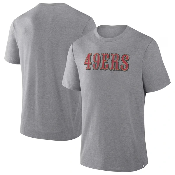 Men's Fanatics Heather Gray San Francisco 49ers Pass Rush Tri-Blend T-Shirt