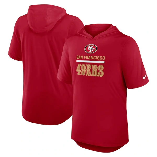 Men's Nike Scarlet San Francisco 49ers Lockup Tri-Blend Hoodie T-Shirt